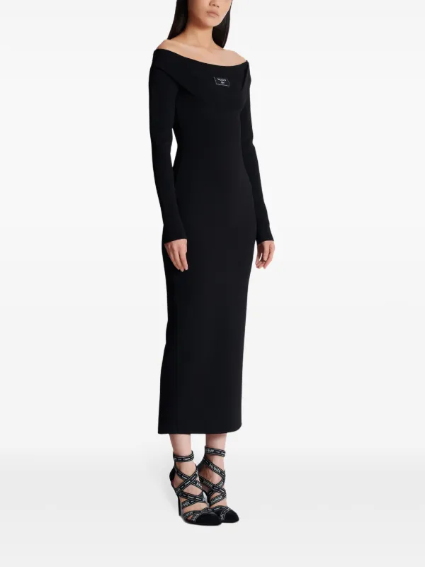 Balmain Ribbed-knit Maxi Dress - Black