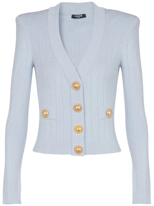 Cardigan à boutons gravés - Balmain - Modalova