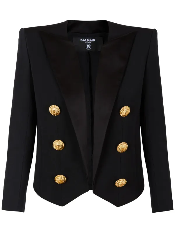 【送料&関税込】Balmain Grain De Poudre Double-breasted Jack Grain de poudre blazer black - Men | BALMAIN