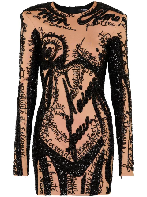 Balmain embroidered-body-motif mini dress
