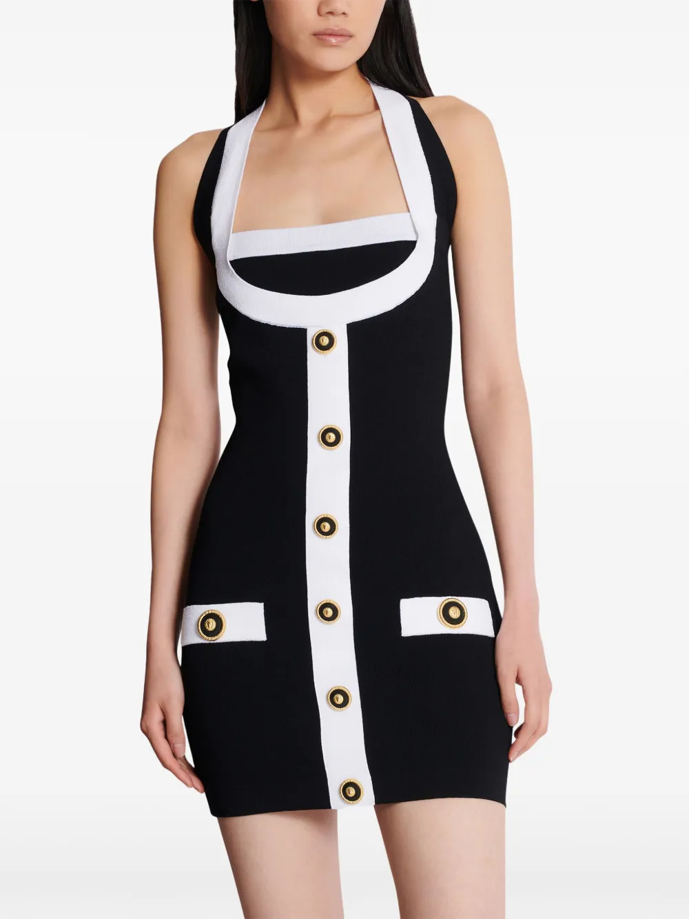 Affordable Balmain two-tone knitted mini dress Women