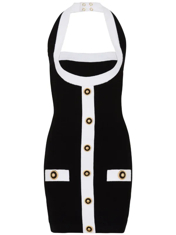 Balmain two-tone Halterneck Dress | Black | FARFETCH