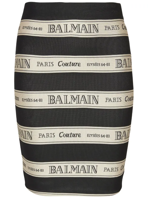バルマン ジャカードロゴリボンスカート ブラック Balmain ジャカード スカート | ブラック | FARFETCH JP