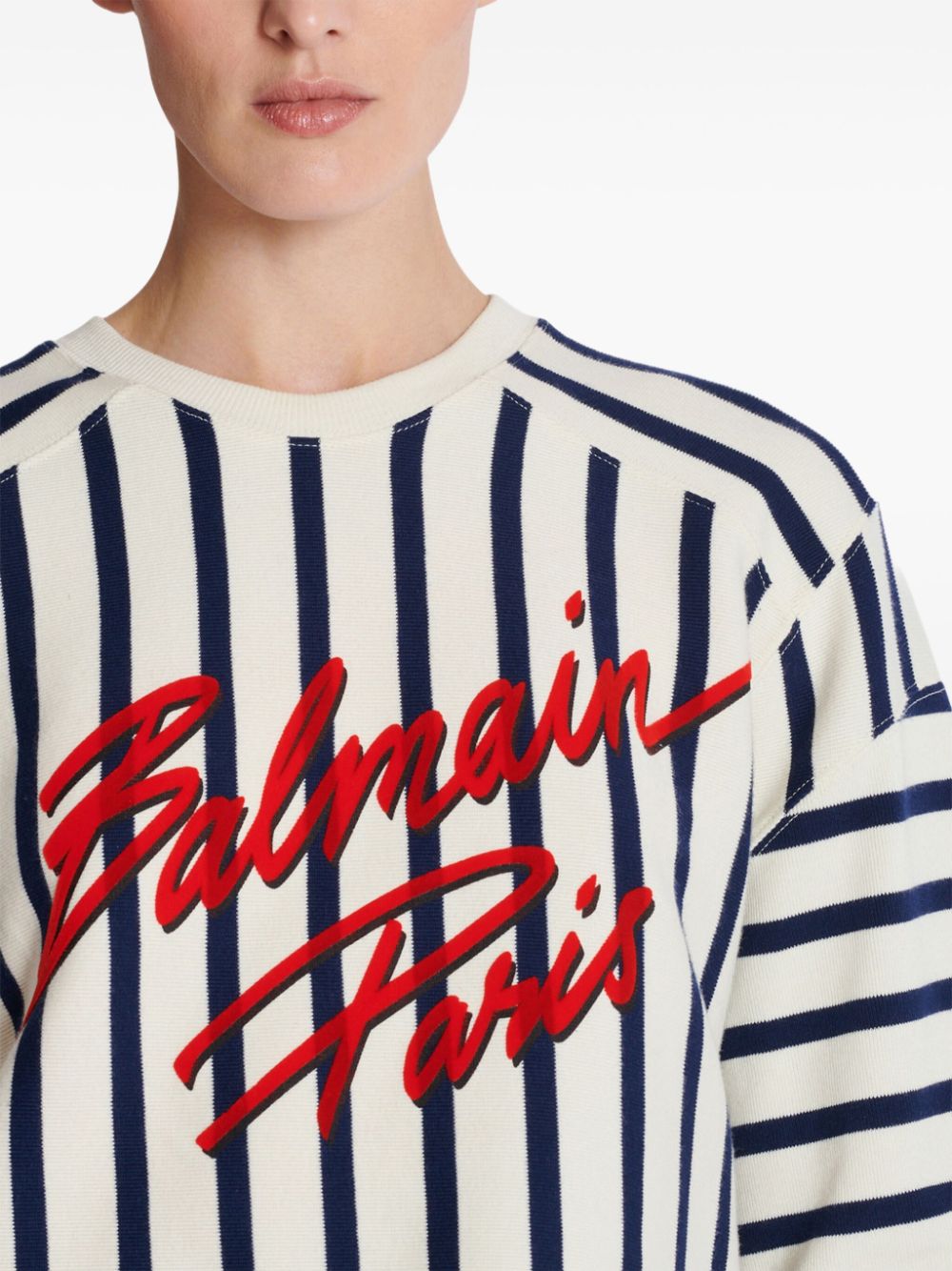 Affordable Balmain striped baseball T-shirt Women