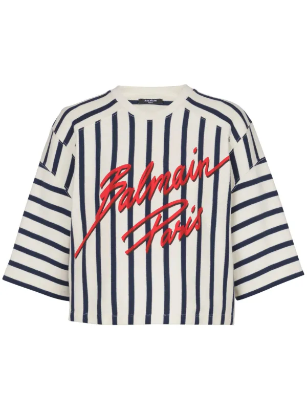 Tシャツ・カットソー BALMAIN STRIPED BASEBALL T-SHIRT 26986790_56528920_600.jpg