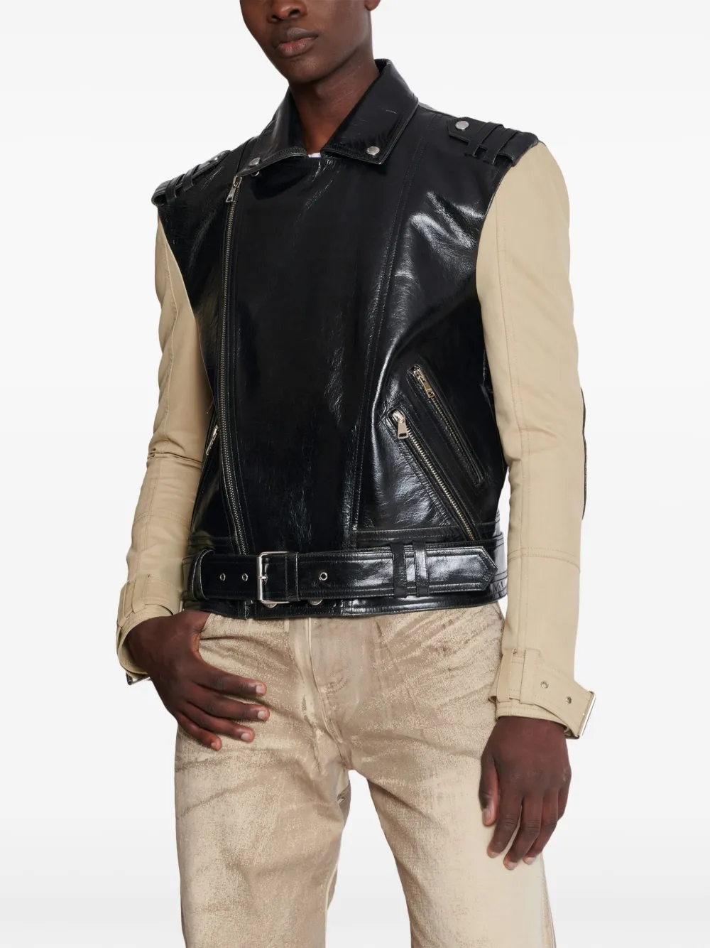 Balmain Bikerjack met vlakken Zwart