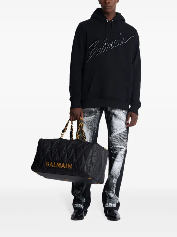 パーカー・フーディ Balmain Flocked Logo Sweatshirt With llic Accents Balmain flocked-logo Hoodie | Black | FARFETCH