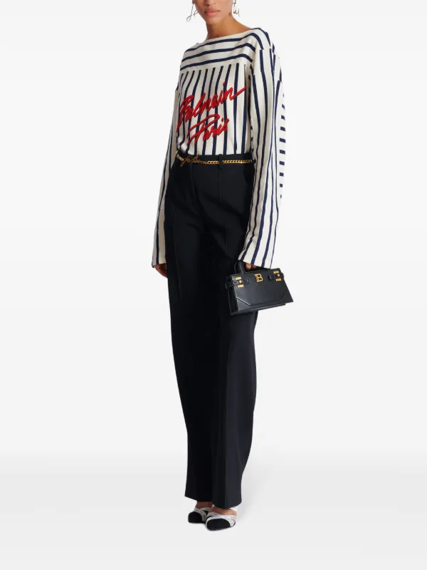 【関税＆送料込み】Balmain Small B-Buzz Top Handle Tote Small B-Buzz Top Handle bag in grained leather black black