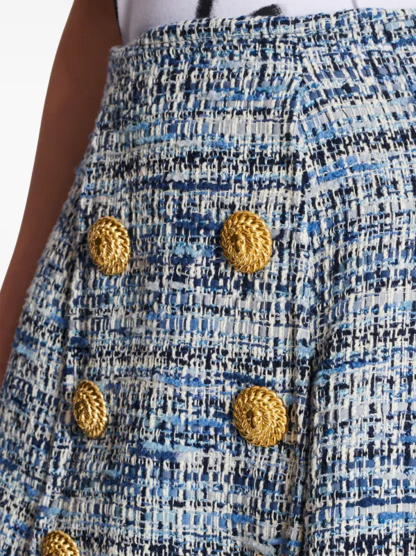 バルマン ギンガムチェックツイードAラインスカート ブルー Balmain ツイード スカート | ブルー | FARFETCH JP