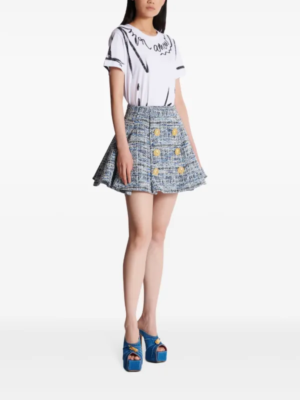 Balmain バルマン ツイード スカート Balmain ツイード スカート | ブルー | FARFETCH JP