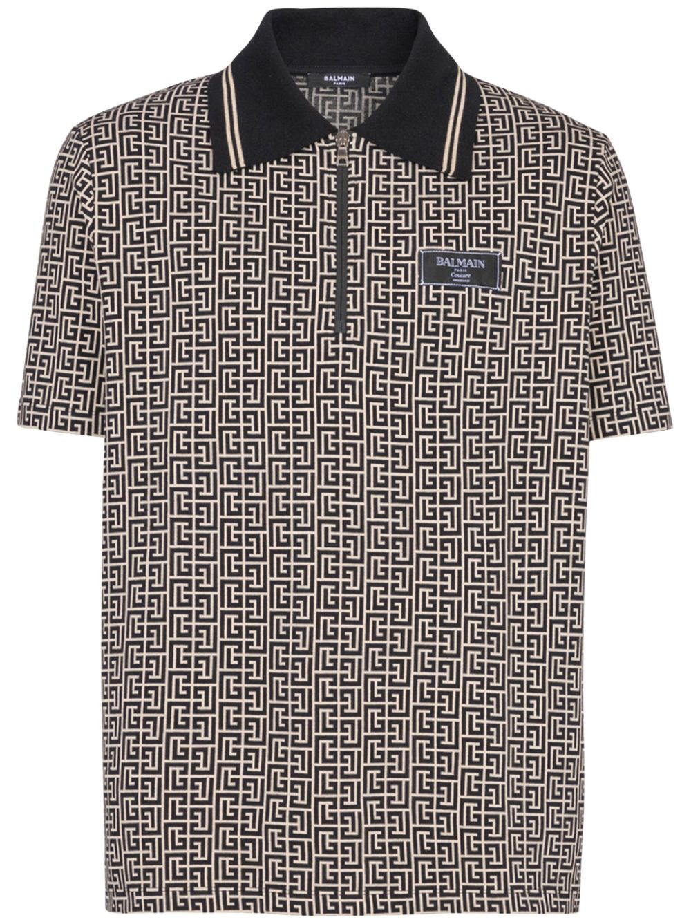 Balmain Labyrinth jacquard polo shirt – Black