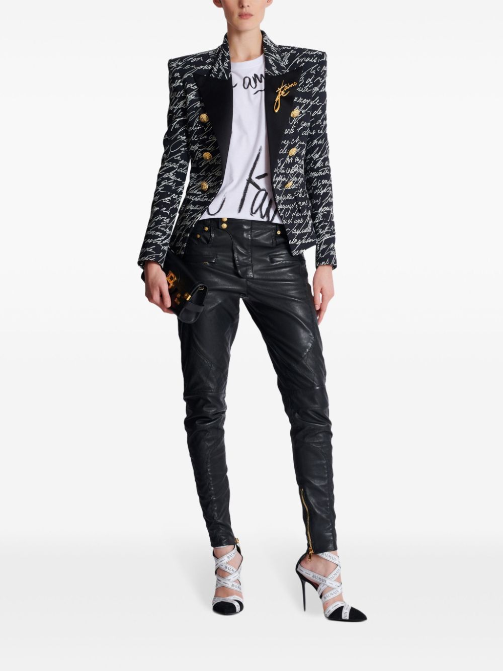 Balmain T-shirt met Je T'Aime-print en korte mouwen - Wit