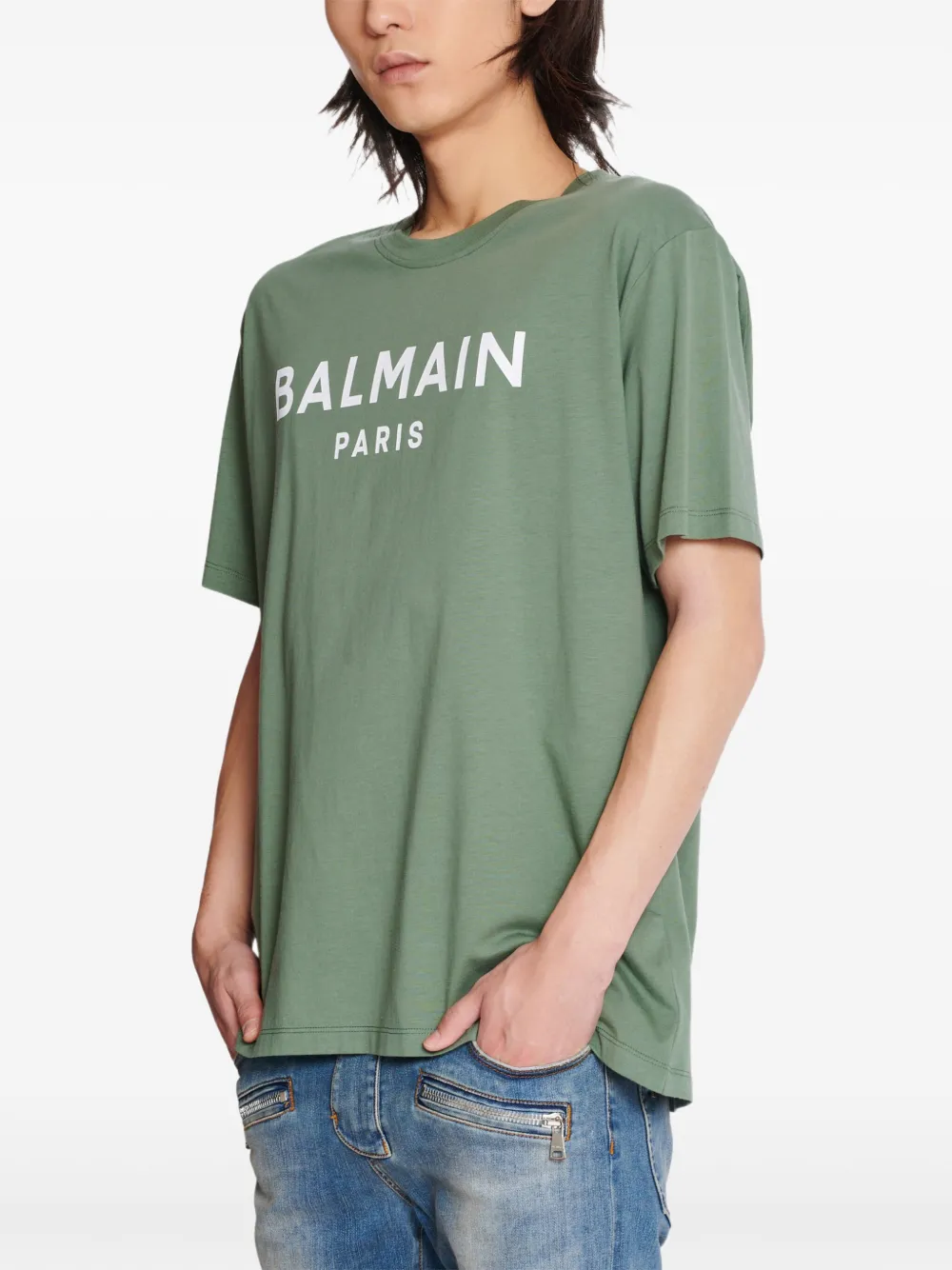 Balmain logo-print t-shirt | Green | FARFETCH