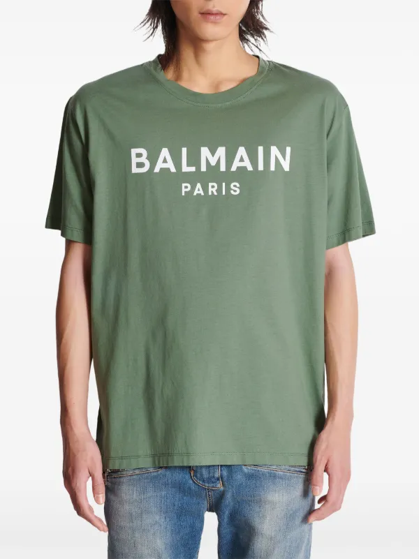 Balmain logo-print t-shirt | Green | FARFETCH