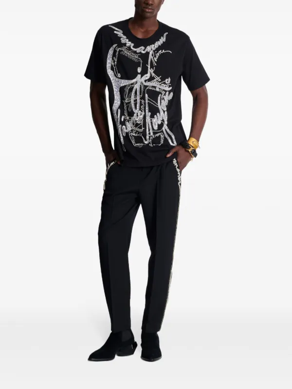 【送料&関税込】Balmain love Letter T-shirt Balmain Love Letter t-shirt | Black | FARFETCH