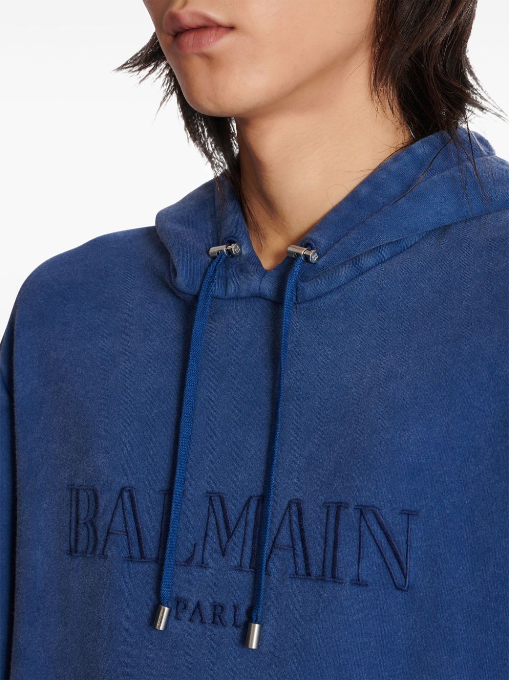 Cheap Balmain embroidered-logo hoodie Men