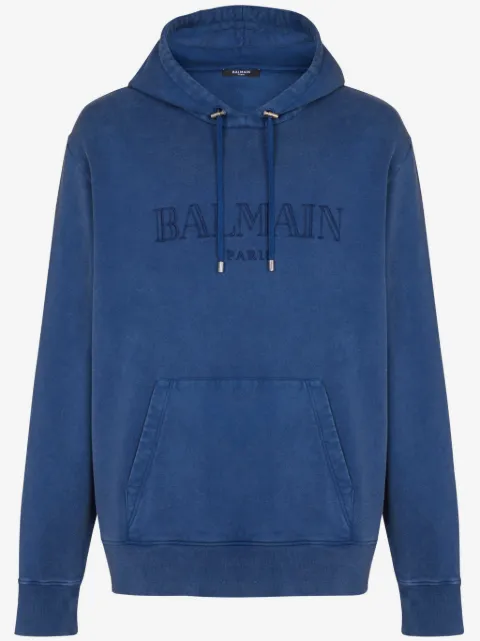 Balmain embroidered-logo hoodie