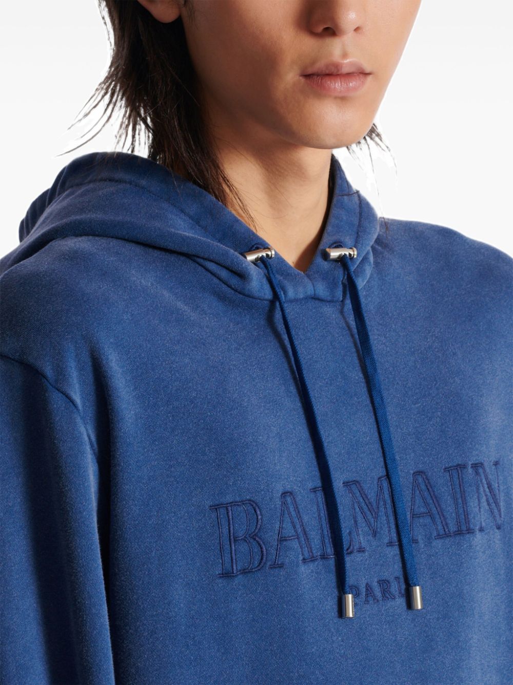 Cheap Balmain embroidered-logo hoodie Men