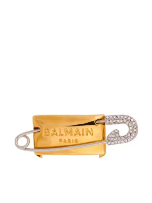 BALMAIN　ブローチ Brass and crystal Kiss brooch red red - Men | BALMAIN