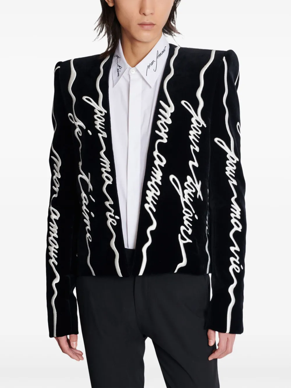 Balmain Spencer blazer met borduurwerk Zwart