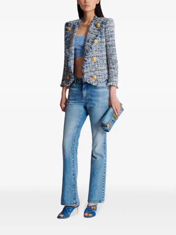BALMAIN エッジトゥエッジツイードジャケット Cropped tweed edge-to-edge jacket with 8 buttons - Women