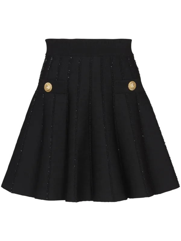 Balmain Sparkly Stripes Skirt in Black