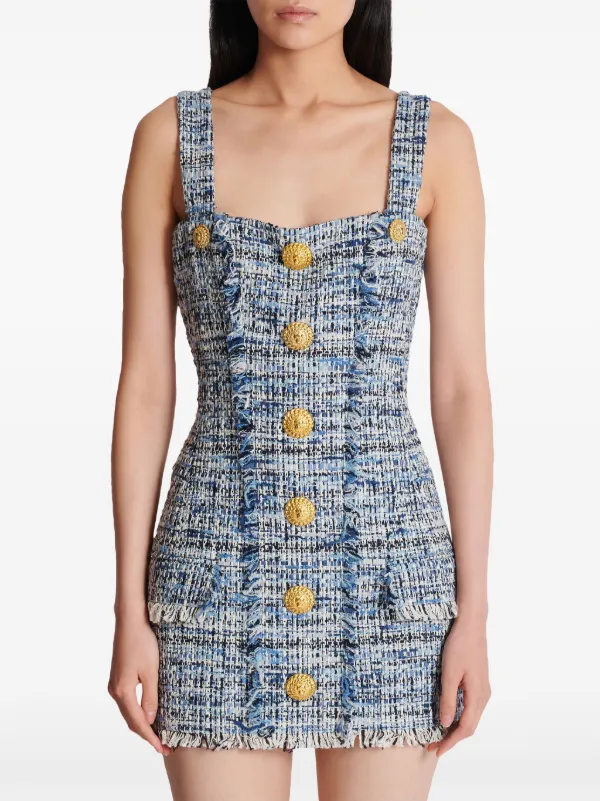 Balmain☆VIP価格 ショートツイードドレス Balmain ツイード ミニドレス | ブルー | FARFETCH JP
