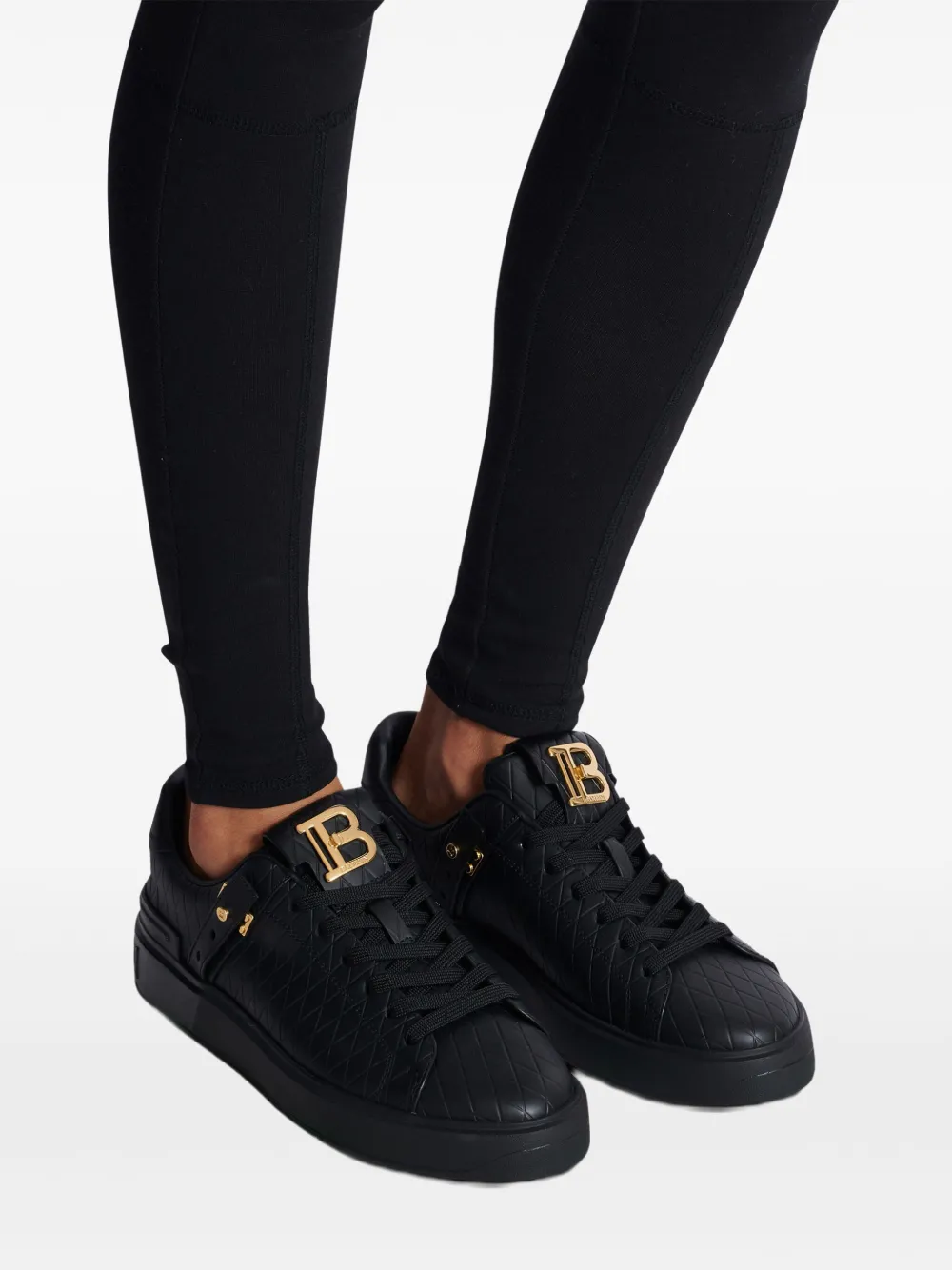 25最新作★BALMAIN★B-Court B-Buzz Grid 黒 スニーカー★特価★ Balmain B-Court B-Buzz スニーカー | ブラック | FARFETCH JP