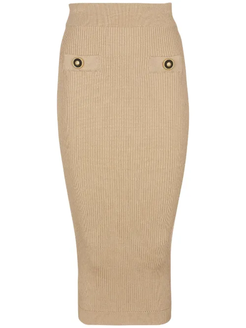 Jupe en maille nervurée - Balmain - Modalova