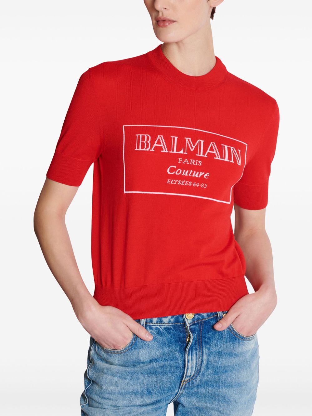 Balmain logo-intarsia T-shirt Women