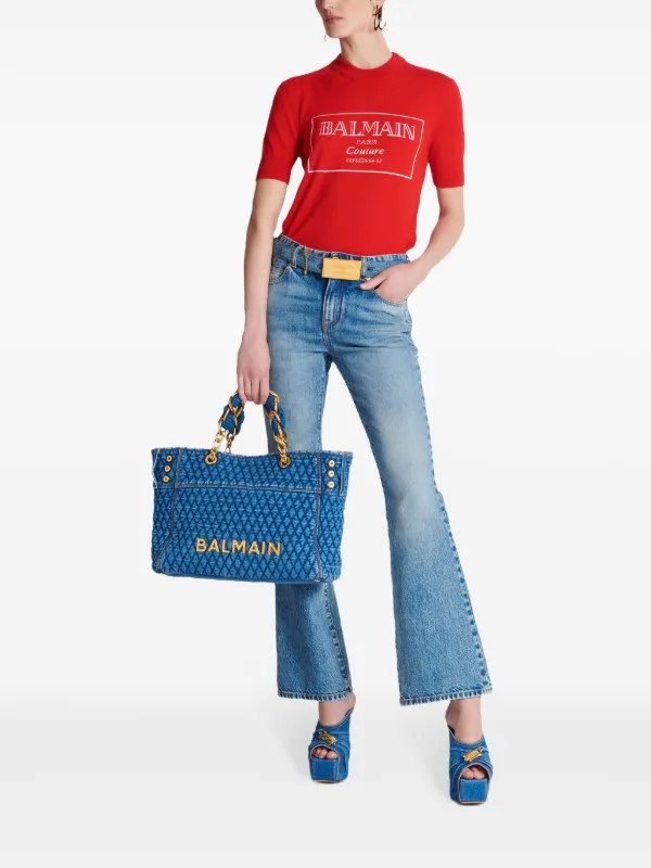 【関税込み】Balmain レッド ロゴプリント Tシャツ Balmain ロゴ Tシャツ | レッド | FARFETCH JP