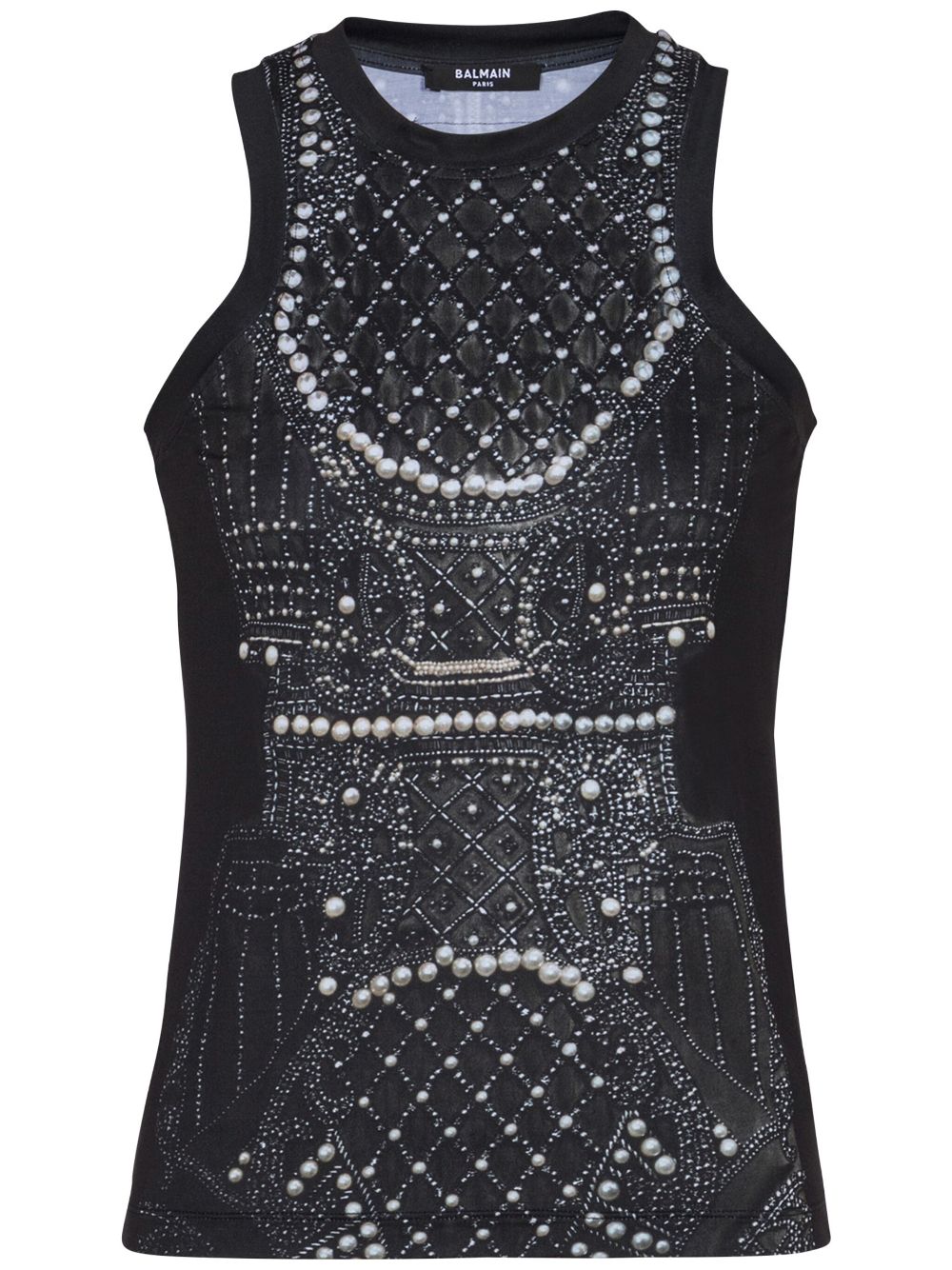 Balmain embroidery-print tank top - Black