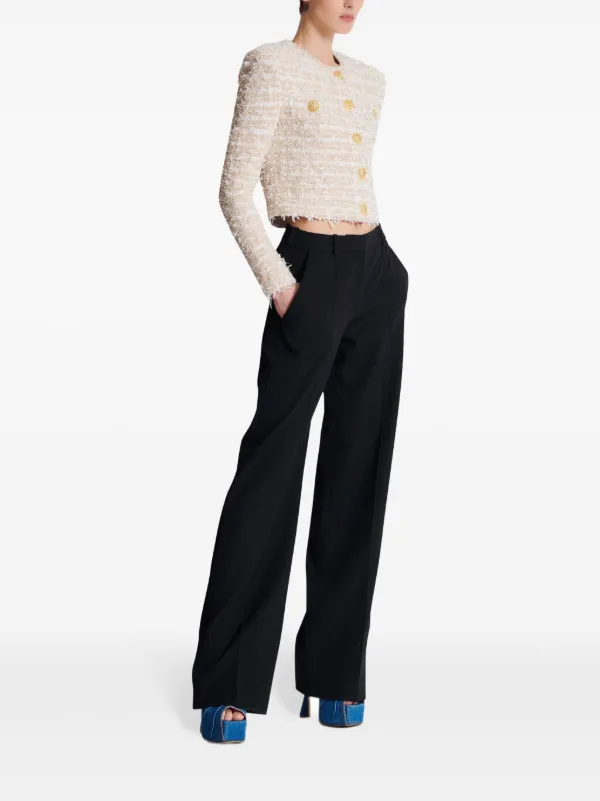 Balmain Cropped Tweed Jacket | Neutrals | FARFETCH