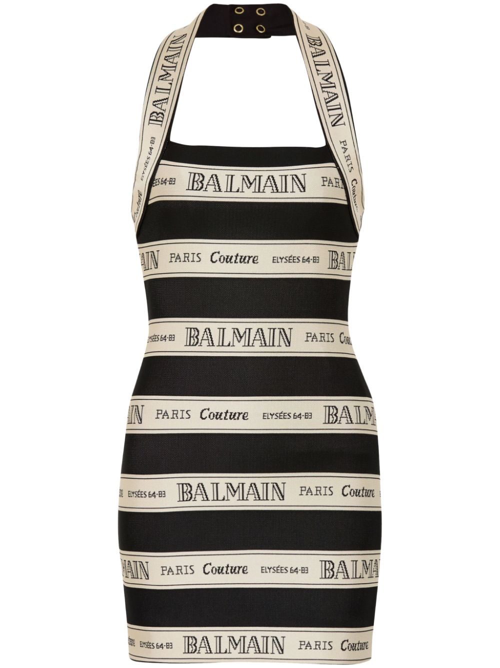 Balmain logo-jacquard mini dress – Black