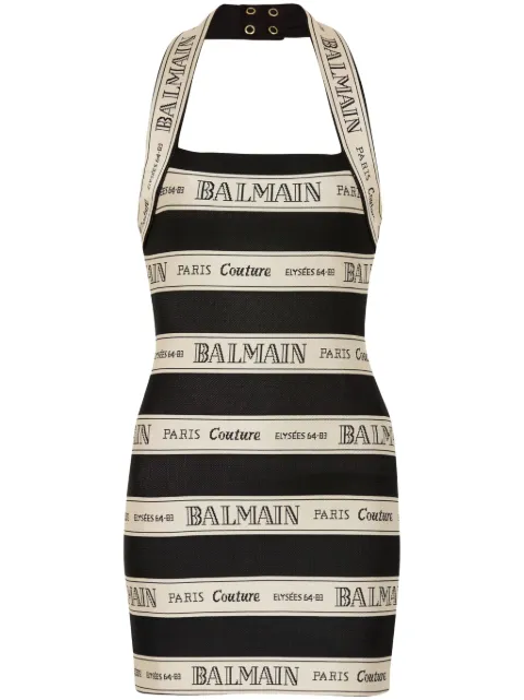 Balmain robe courte à logo en jacquard