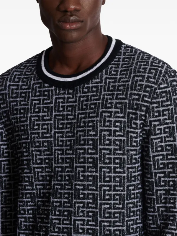 Balmain パターンジャカード セーター | ブラック | FARFETCH JP