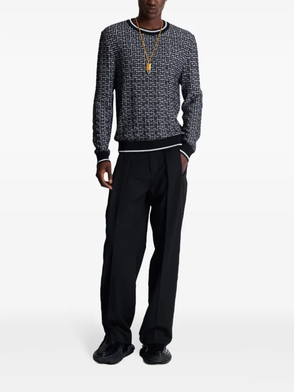Balmain ロゴ ジャカード ウールブレンド セーター 人気 Balmain Balmain Paris セーター | ブラック | FARFETCH JP
