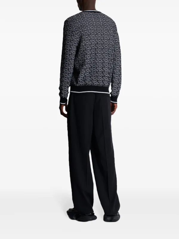 Balmain patterned-jacquard Sweater | Black | FARFETCH