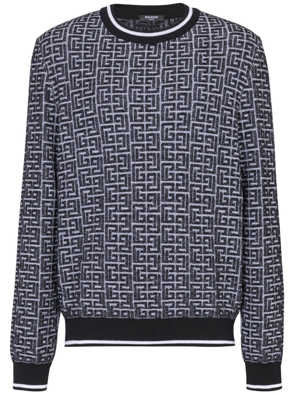 Balmain patterned-jacquard sweater - Black