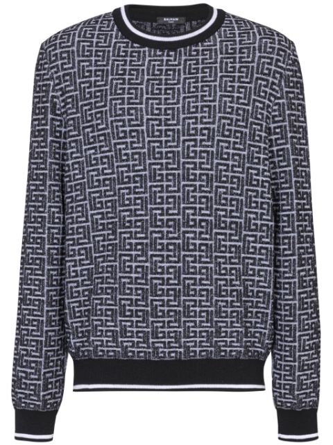 Balmain patterned-jacquard sweater Men