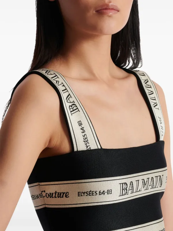 【送料&関税込】Balmain Cropped Top Balmain ribbon-jacquard Crop Top | Black | FARFETCH