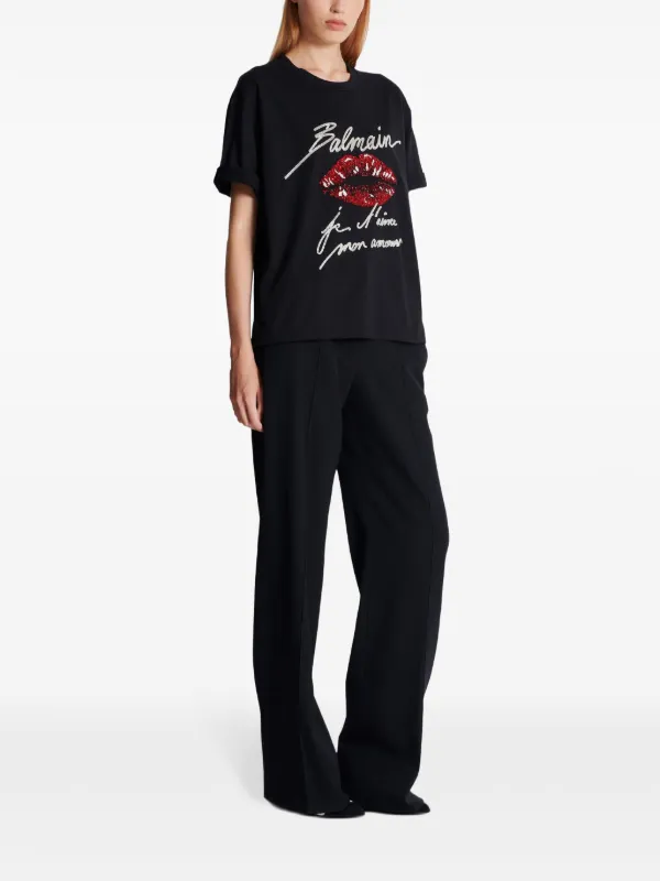 Tシャツ・カットソー Balmain Graphic Kiss Print T-Shirt With Relaxed Fit Relaxed T-shirt with Kiss print white white - Men | BALMAIN