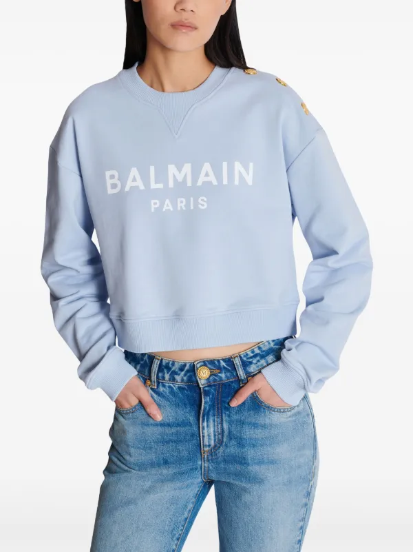 Balmain プリント スウェットシャツ | ブルー | FARFETCH JP