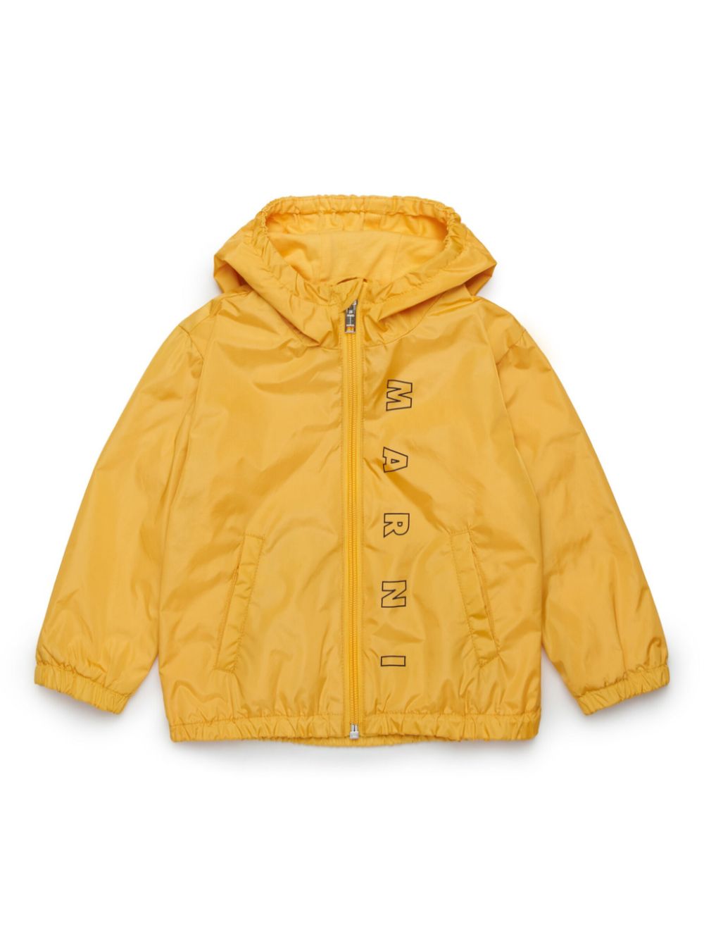 Marni Kids logo-prnt hooded jacket - Yellow