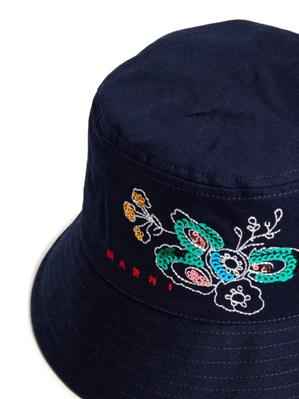 Marni Kids sequin-embellished Bucket Hat | Blue | FARFETCH
