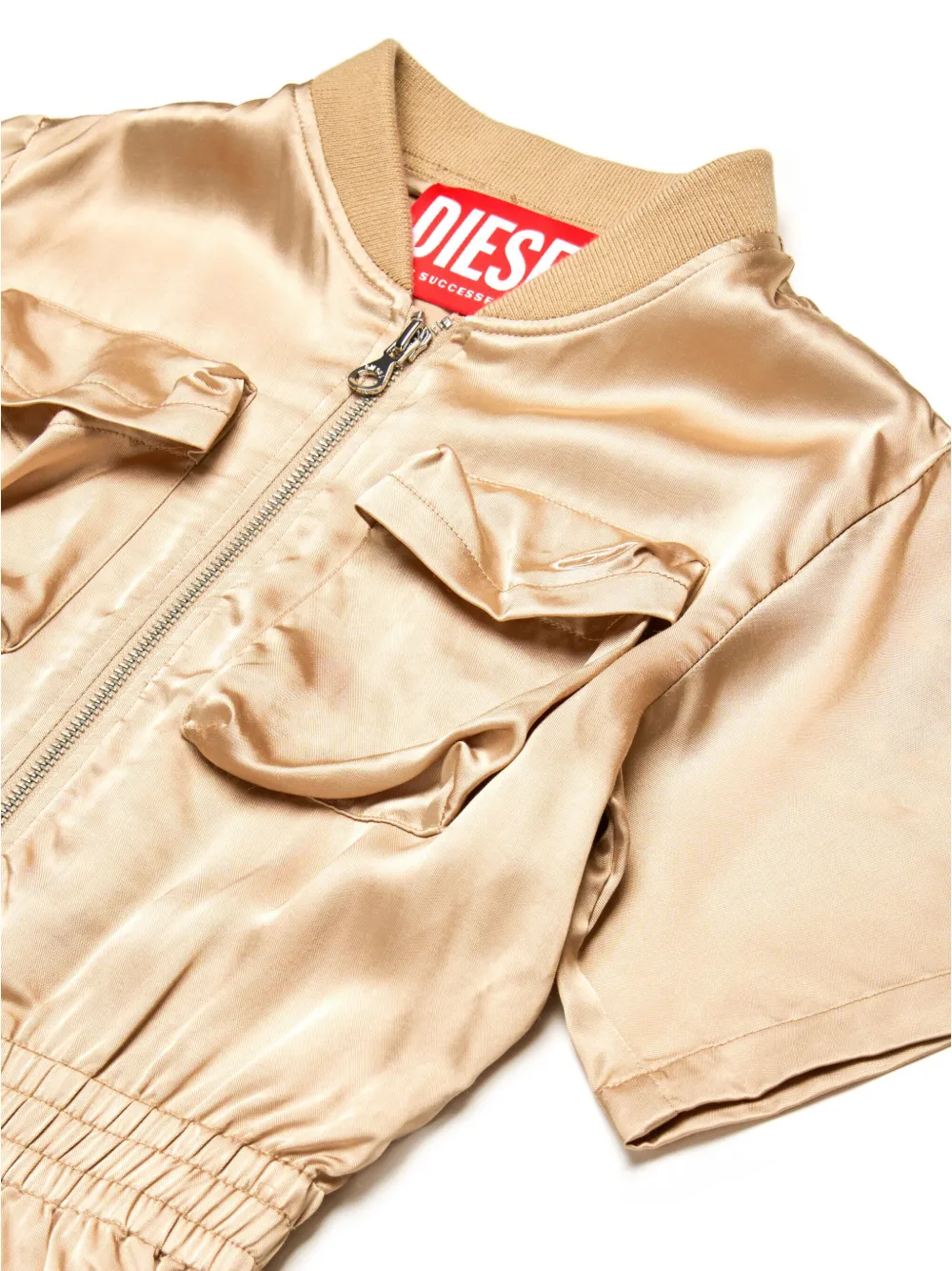 Diesel Kids Playsuit met satijnen weving Beige