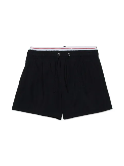 DSQUARED2 KIDS Bermuda de praia com cós elástico e logo