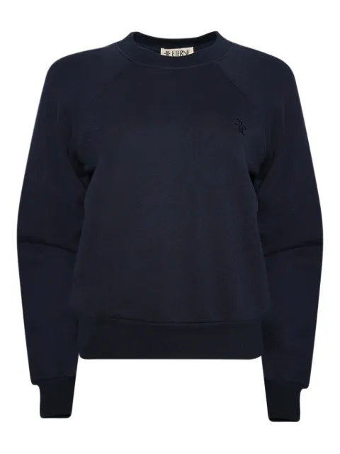 ETERNE Shrunken raglan-sleeve embroidered sweatshirt