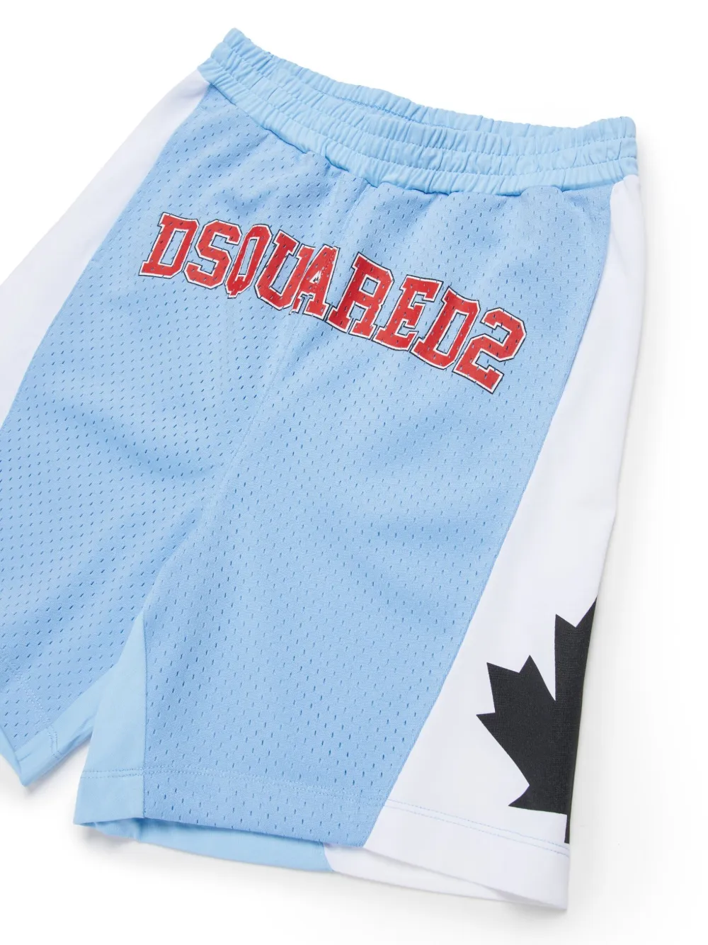 Dsquared2 Basketball Shorts With Canadian Leaf In Blue