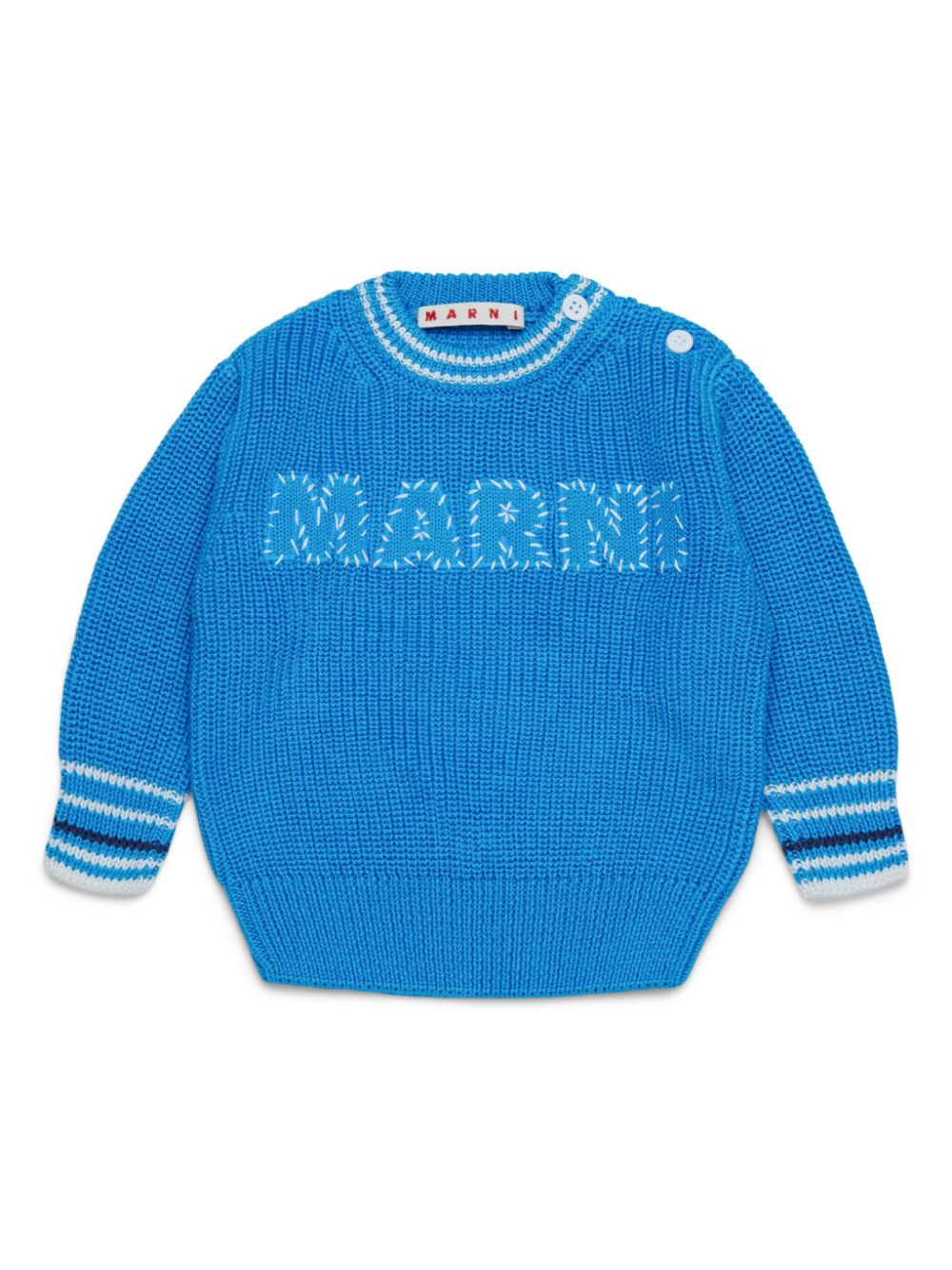 Marni Kids logo-embroidered jumper - Blue